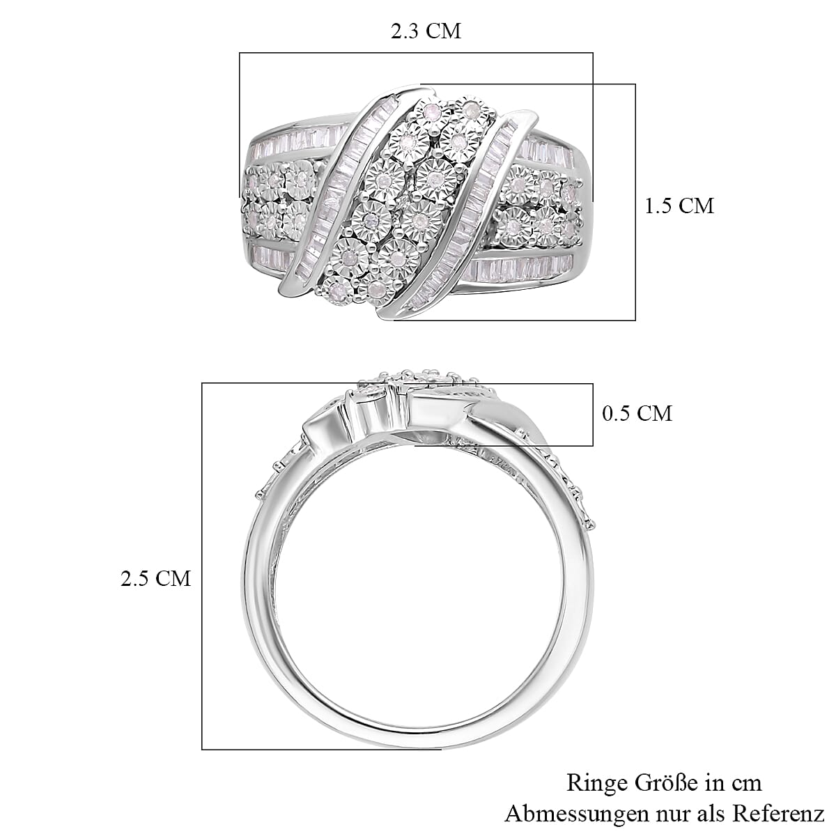 Diamond Ring in Platinum Over Sterling Silver (Size 10.0) 0.50 ctw