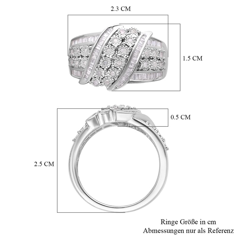 Diamond Ring in Platinum Over Sterling Silver (Size 10.0) 0.50 ctw