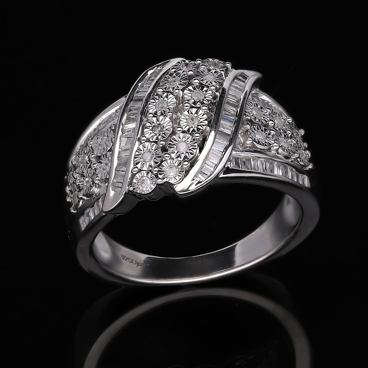 Diamond Ring in Platinum Over Sterling Silver (Size 6.0) 0.50 ctw image number 1