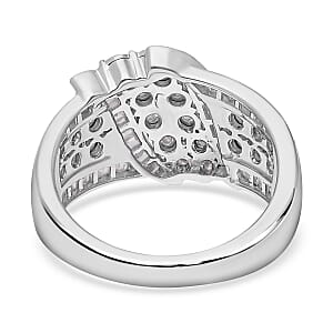Diamond Ring in Platinum Over Sterling Silver (Size 8.0) 0.50 ctw
