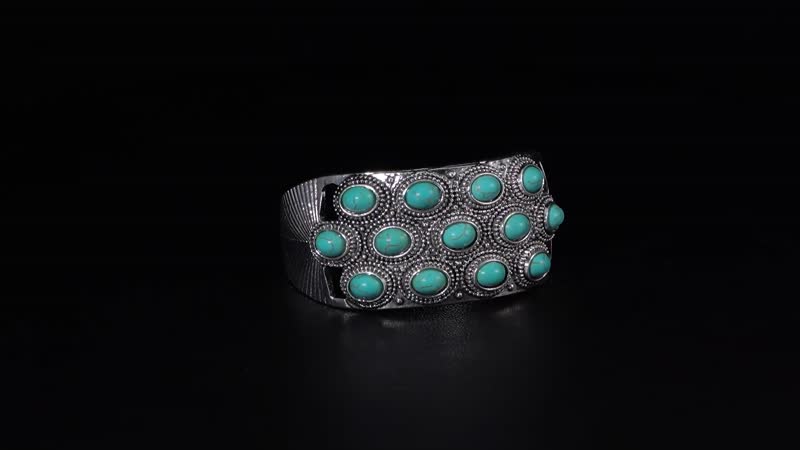 Constituted Blue Howlite 6.50 ctw Cuff Bracelet in Silvertone (7.50 In)