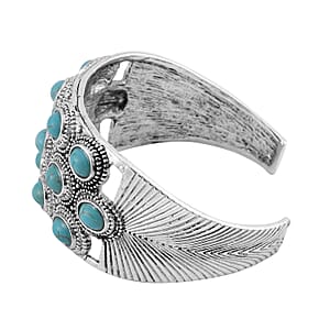 Doorbuster Constituted Blue Howlite 6.50 ctw Cuff Bracelet in Silvertone (7.50 In)