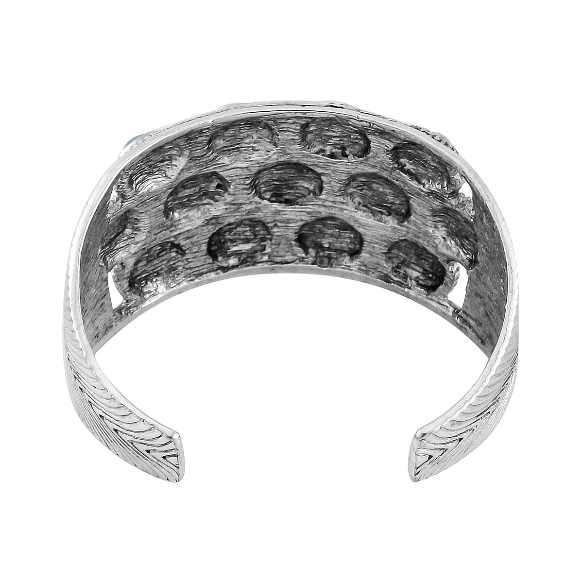 Doorbuster Constituted Blue Howlite 6.50 ctw Cuff Bracelet in Silvertone (7.50 In) image number 4