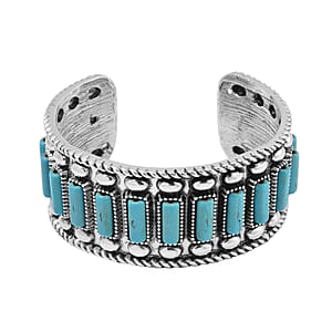 Constituted Blue Howlite 4.00 ctw Cuff Bracelet in Silvertone (7.50 In)