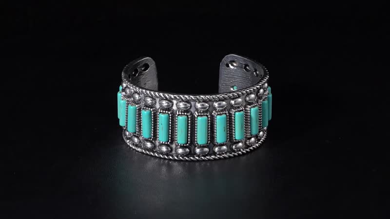 Constituted Blue Howlite 4.00 ctw Cuff Bracelet in Silvertone (7.50 In)