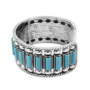 Constituted Blue Howlite 4.00 ctw Cuff Bracelet in Silvertone (7.50 In)