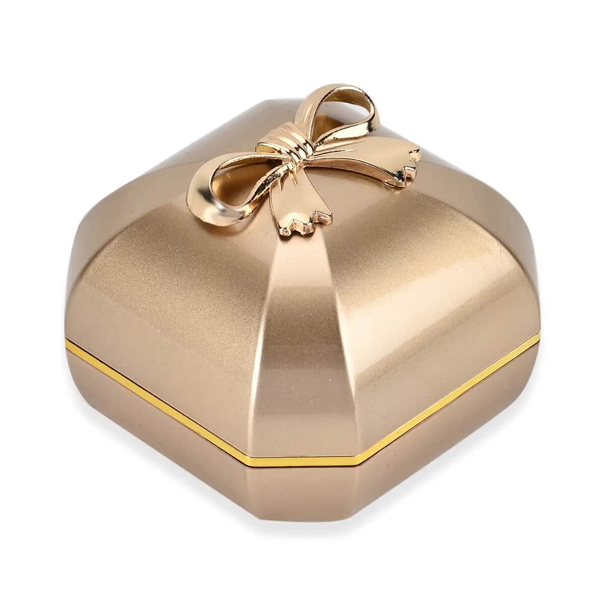 Golden Solid Luxurious Polished Ring Jewelry Box with Led Light, Anti Tarnish Jewelry Box, Jewelry Storage Case, Ring Storage Box (2.8x2.8x2.4) image number 0