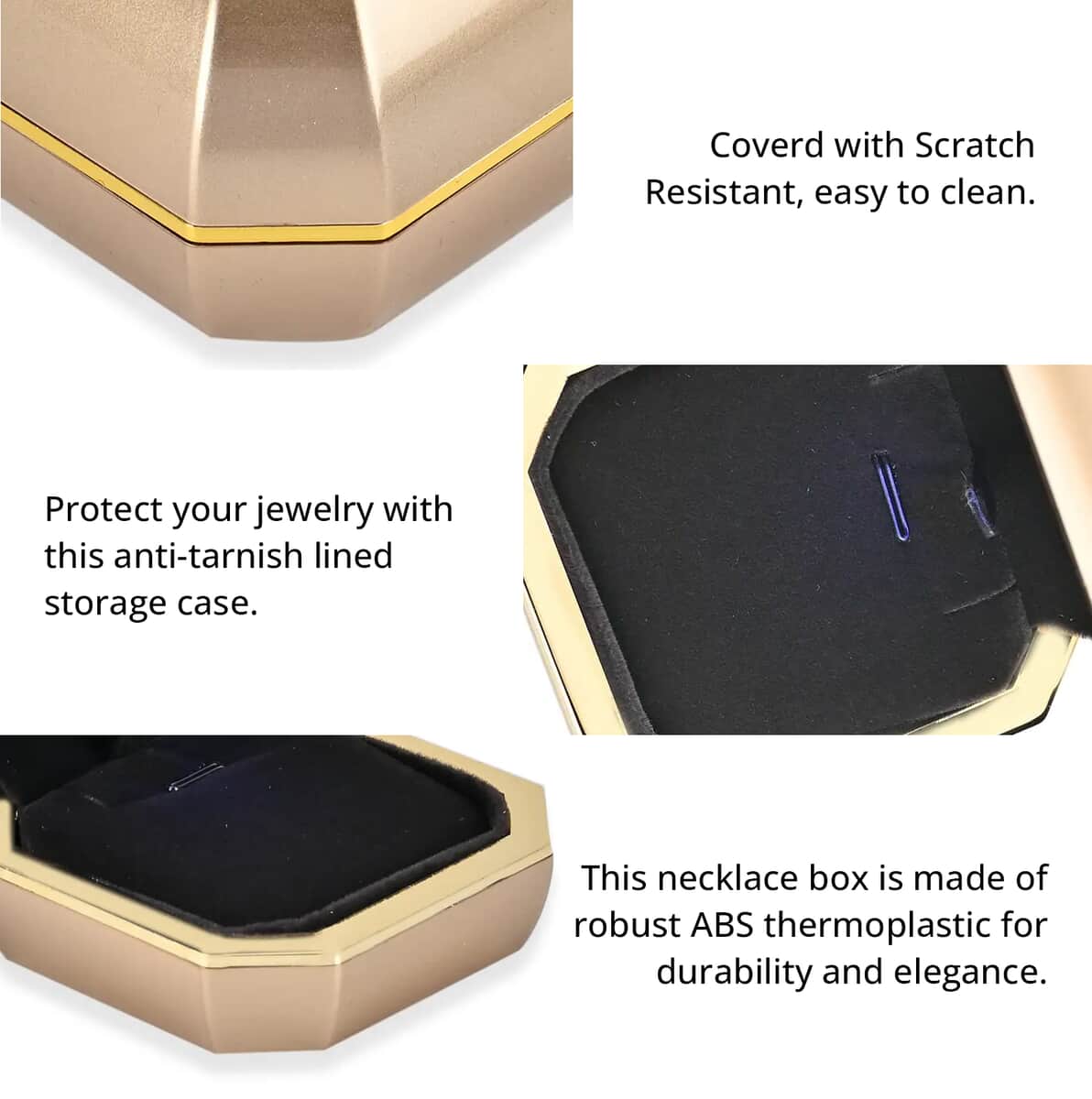 Golden Solid Luxurious Polished Ring Jewelry Box with Led Light, Anti Tarnish Jewelry Box, Jewelry Storage Case, Ring Storage Box (2.8x2.8x2.4) image number 3