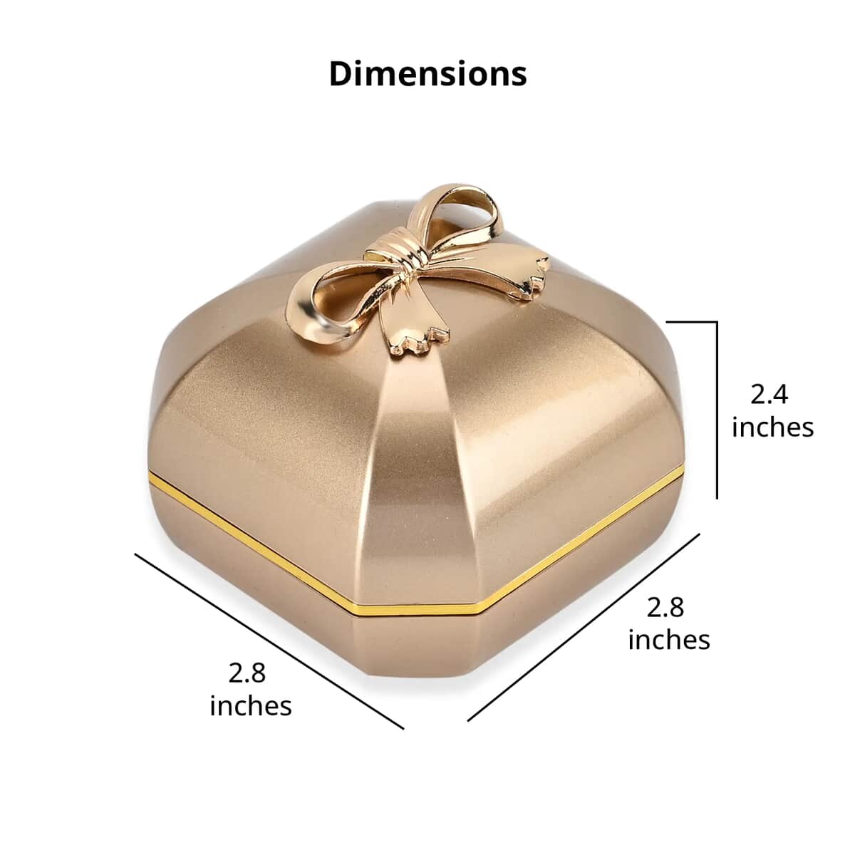 Golden Solid Luxurious Polished Ring Jewelry Box with Led Light, Anti Tarnish Jewelry Box, Jewelry Storage Case, Ring Storage Box (2.8x2.8x2.4) image number 6