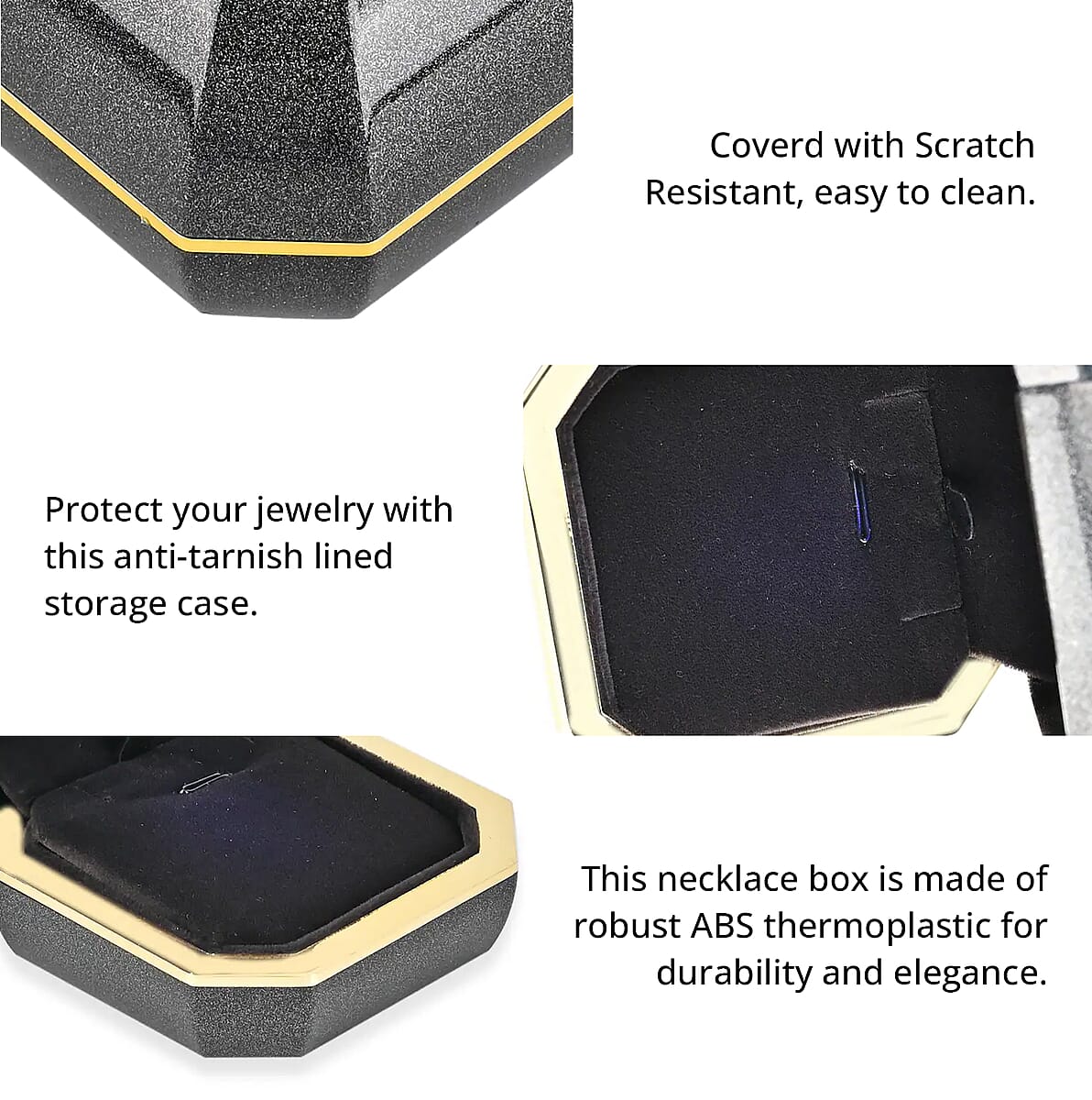 Black Solid Luxurious Polished Ring Jewelry Box with Led Light, Anti Tarnish Jewelry Box, Jewelry Storage Case, Ring Storage Box (2.8x2.8x2.4) image number 3