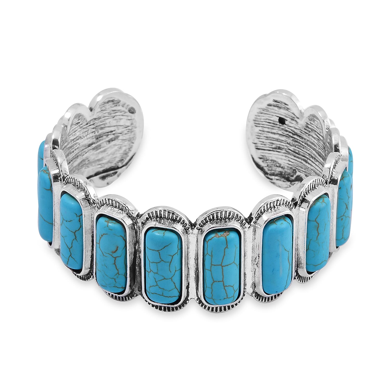 Constituted Blue Howlite Cuff Bracelet in Silvertone (7.50 In) 8.00 ctw