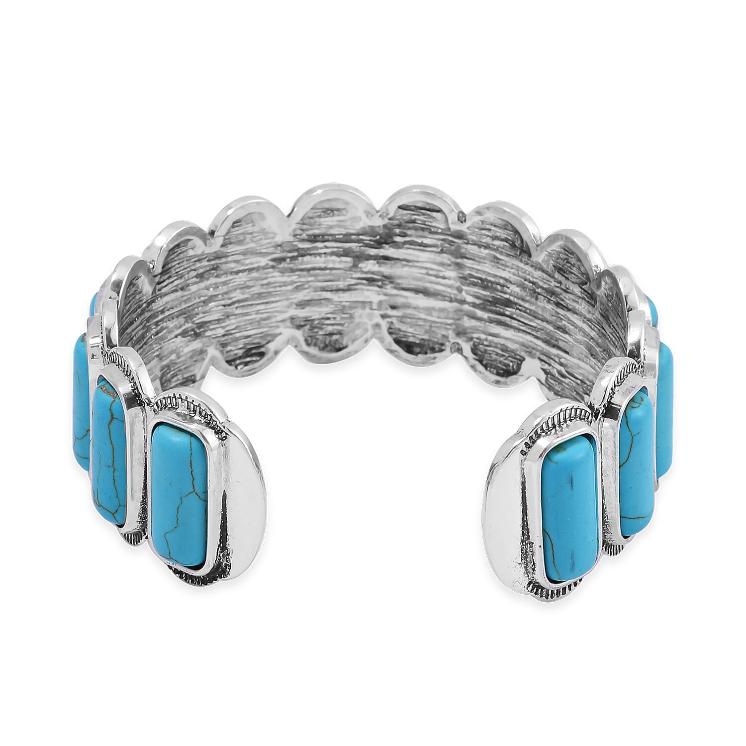 Constituted Blue Howlite Cuff Bracelet in Silvertone (7.50 In) 8.00 ctw