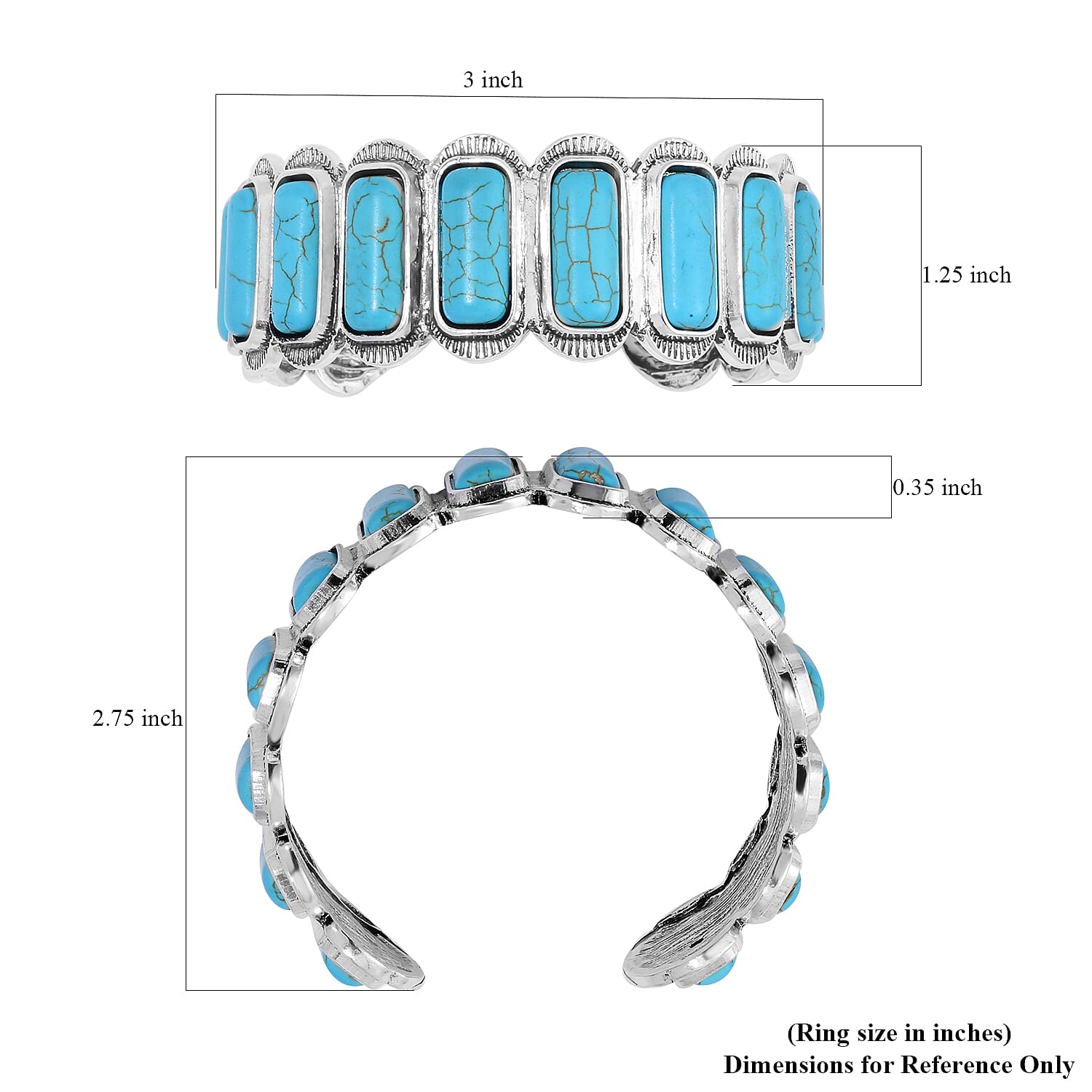Constituted Blue Howlite Cuff Bracelet in Silvertone (7.50 In) 8.00 ctw
