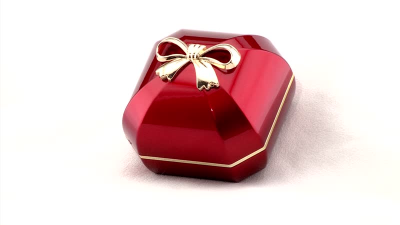 Red Solid Luxurious Polished Necklace and Pendant's Jewelry Box with Led Light (2.8"x2.8"x2.4")