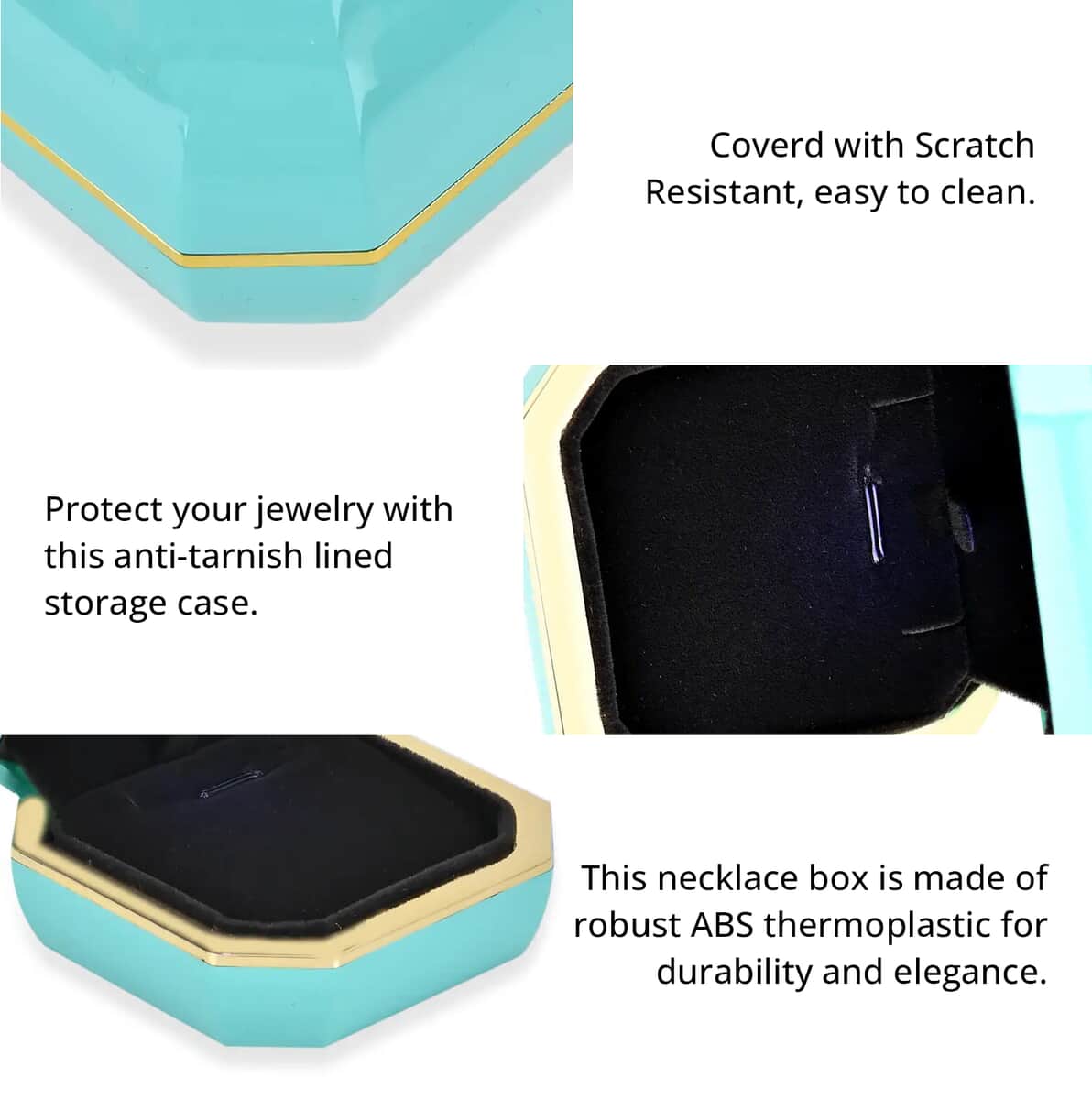 Blue Solid Luxurious Polished Necklace and Pendant's Jewelry Box with Led Light, Anti Tarnish Jewelry Box, Jewelry Storage Case, Pendant Necklace Storage Box image number 3