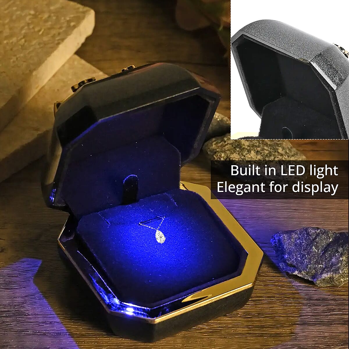 Black Solid Luxurious Polished Necklace and Pendant's Jewelry Box with Led Light, Anti Tarnish Jewelry Box, Jewelry Storage Case, Pendant Necklace Storage Box image number 2