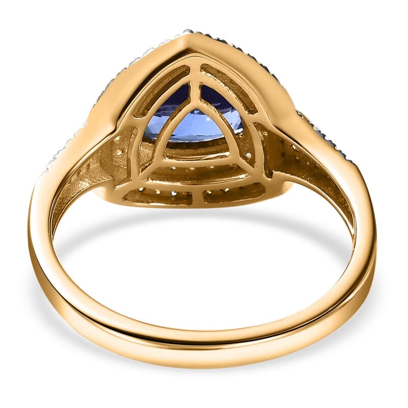 Luxoro 14K Yellow Gold Premium Tanzanite, Natural Yellow and White Diamond I2 Split Shank Ring (Size 10.0) 4.80 Grams 2.60 ctw