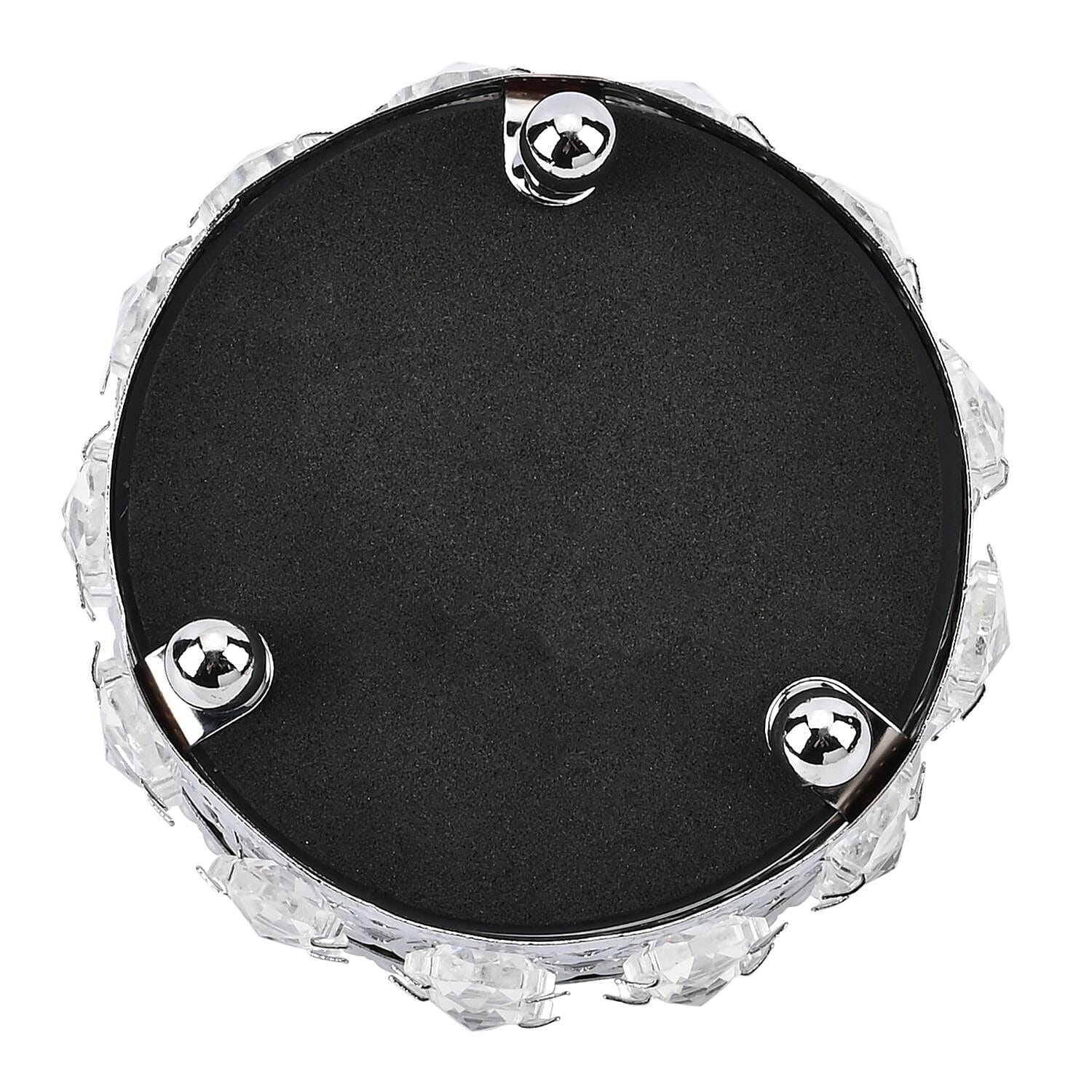 Silver Color Round Design Crystal Jewelry BoxCrystal Jewelry Box, Trinket Organizer Treasure Box For Rings Earrings Necklace, Jewelry Storage Box (3.9x3.9x3.5)