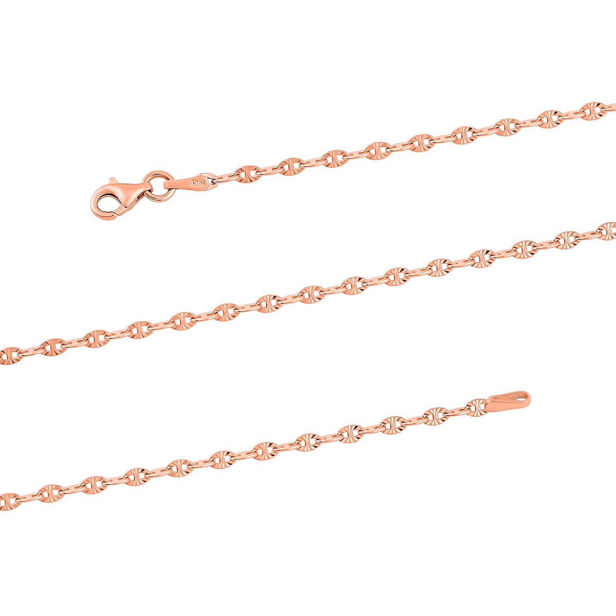 14K Rose Gold Over Sterling Silver Chain 24 Inches 3.10 Grams image number 2