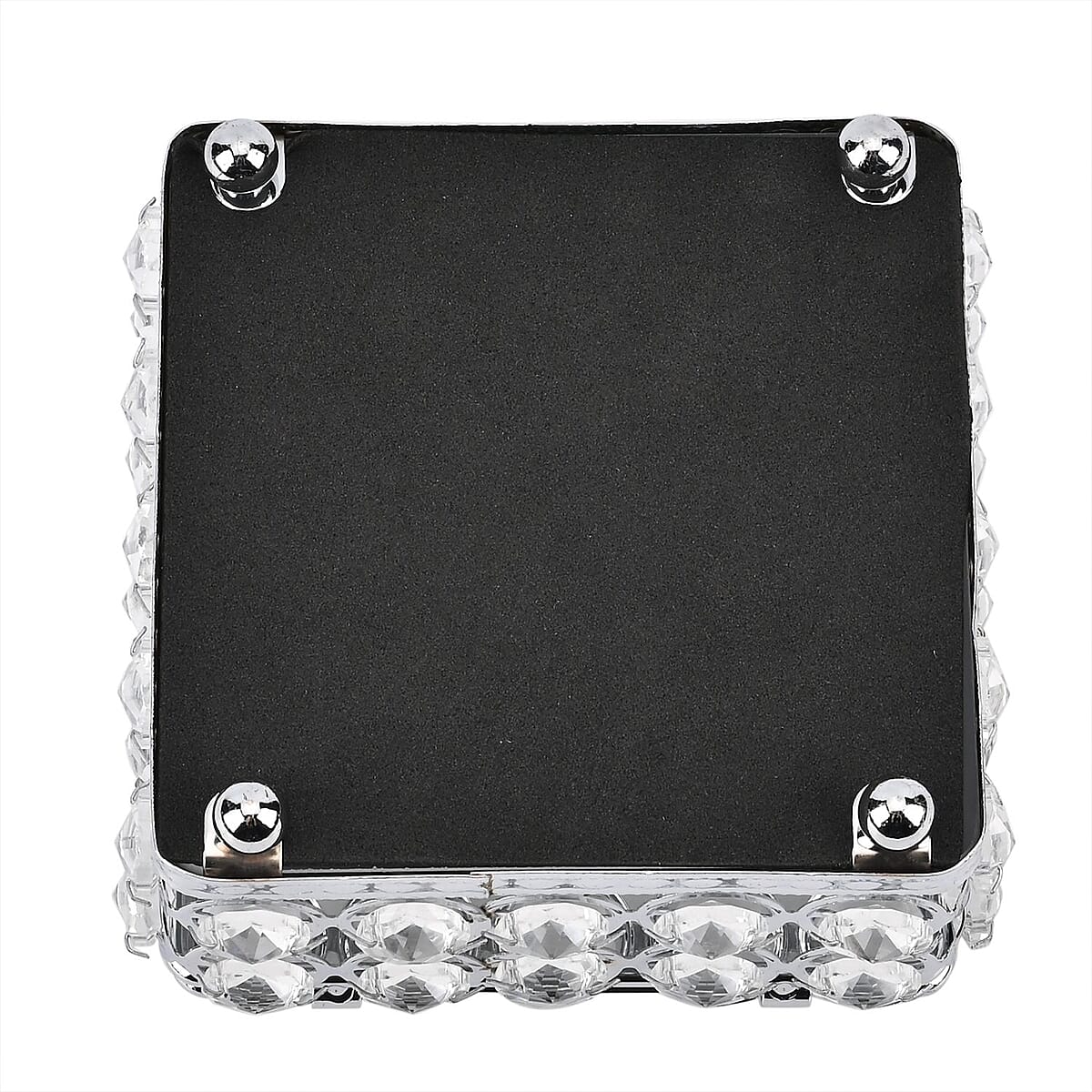 Silver Color Square Design Crystal Jewelry Box, Trinket Organizer Treasure Box For Rings Earrings Necklace, Jewelry Storage Box (4.3x4.3x2.8) image number 4