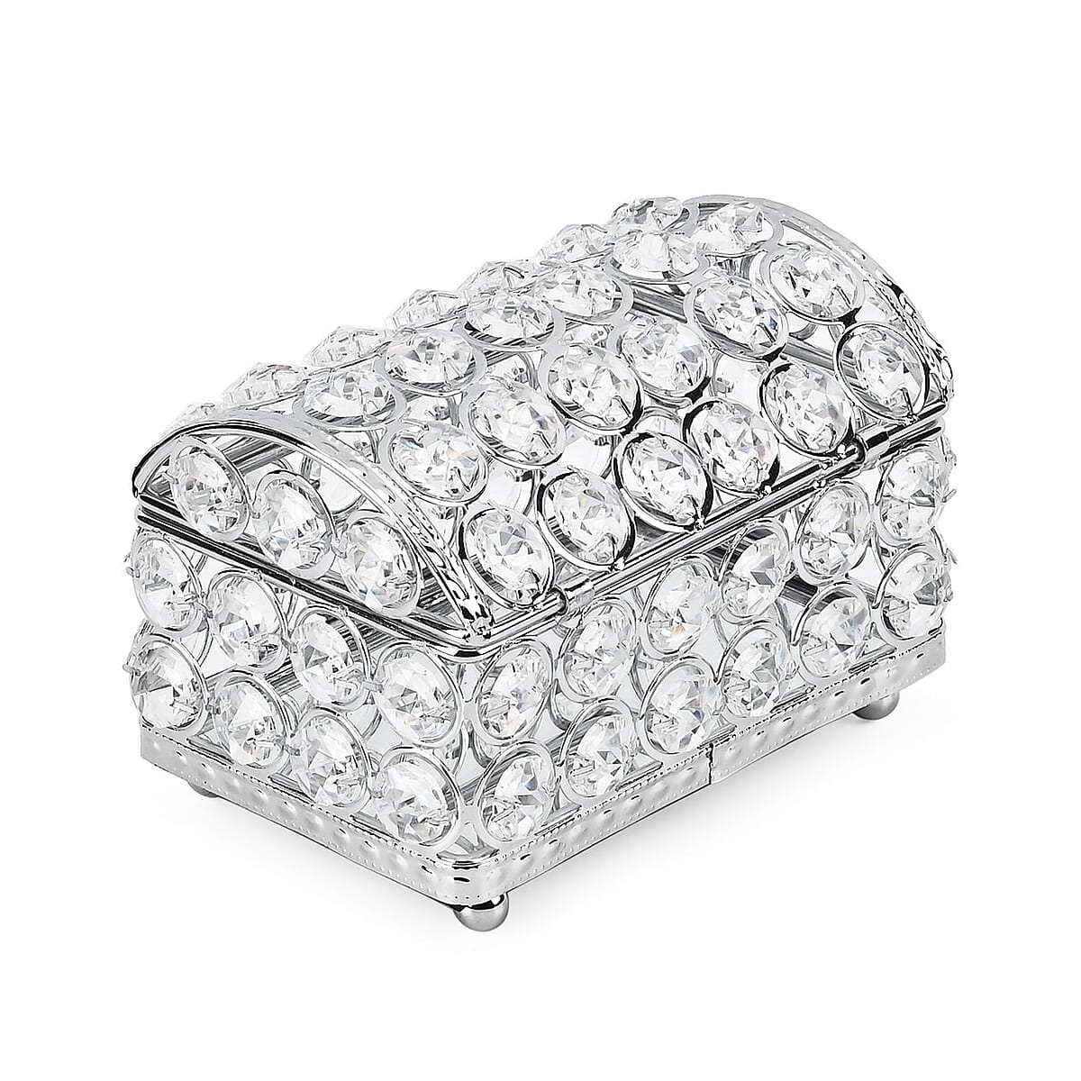 Silver Color Arch Design Crystal Jewelry Box, Trinket Organizer Treasure Box For Rings Earrings Necklace, Jewelry Storage Box (5.1x3.1x3.5) image number 2