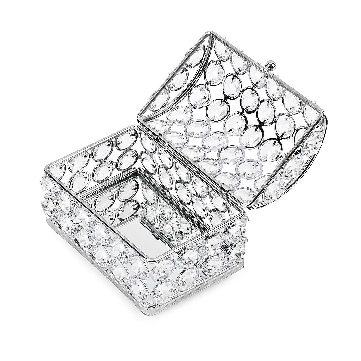 Silver Color Arch Design Crystal Jewelry Box, Trinket Organizer Treasure Box For Rings Earrings Necklace, Jewelry Storage Box (5.1x3.1x3.5) image number 5
