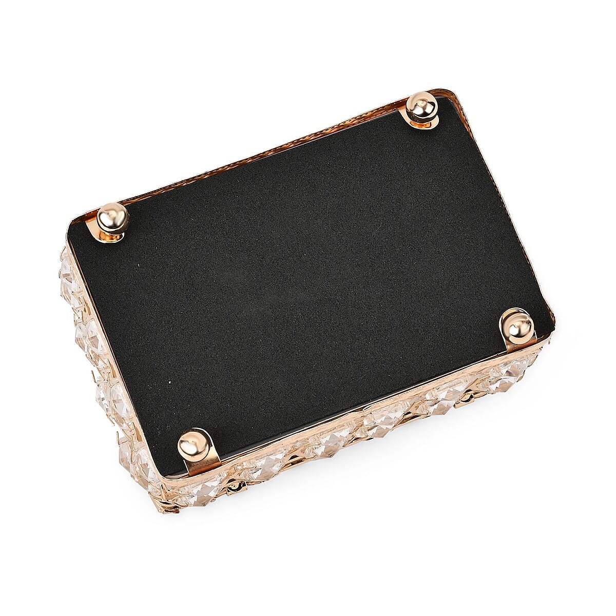 Golden Color Arch Design Crystal Jewelry Box, Trinket Organizer Treasure Box For Rings Earrings Necklace, Jewelry Storage Box (5.1x3.1x3.5) image number 4