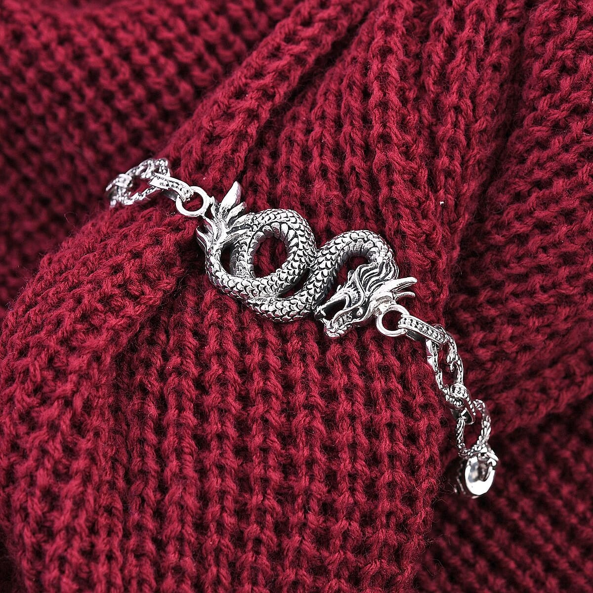 Bali Legacy Sterling Silver Dragon Bracelet (6.50 In) 20.40 Grams image number 1