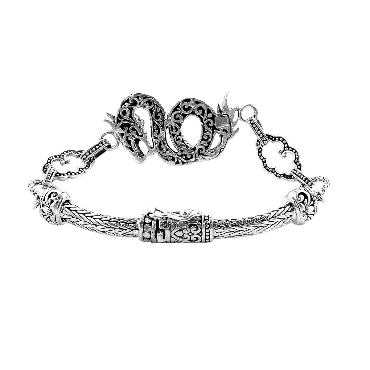 Bali Legacy Sterling Silver Dragon Bracelet (6.50 In) 20.40 Grams image number 3