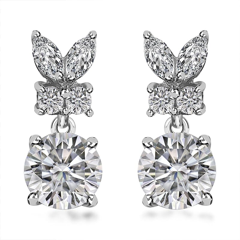 Moissanite Earring in Platinum Over Sterling Silver 2.00 ctw
