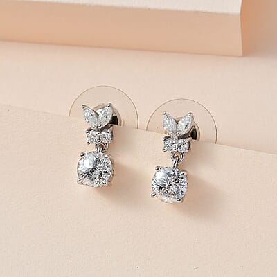 Moissanite Earring in Platinum Over Sterling Silver 2.00 ctw