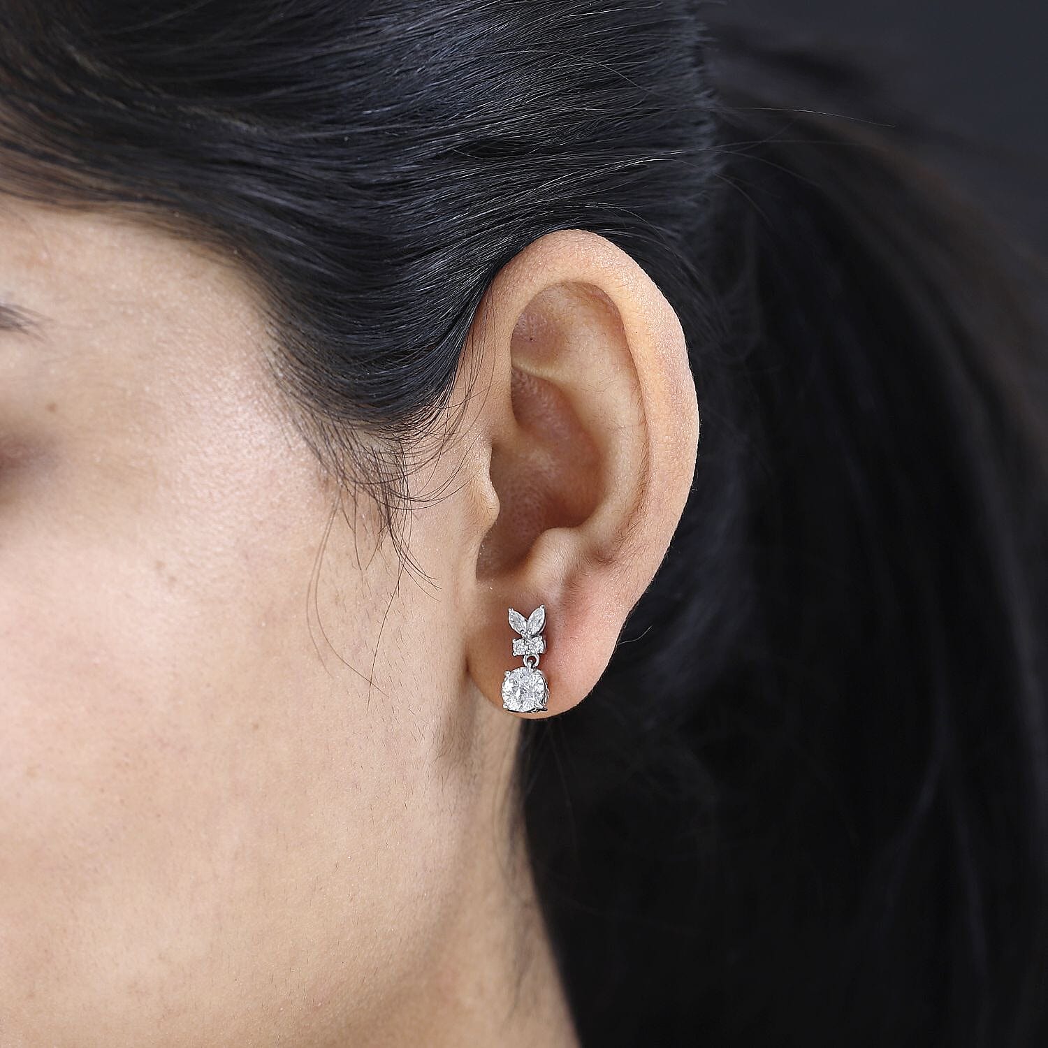 Moissanite Earring in Platinum Over Sterling Silver 2.00 ctw