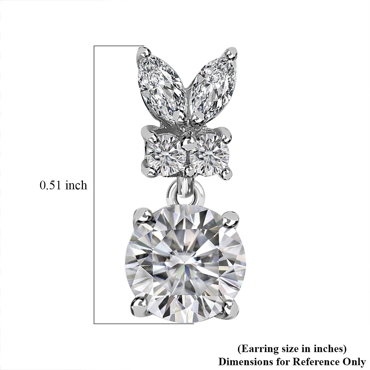 Moissanite Earring in Platinum Over Sterling Silver 2.00 ctw