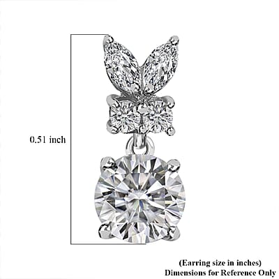 Moissanite Earring in Platinum Over Sterling Silver 2.00 ctw
