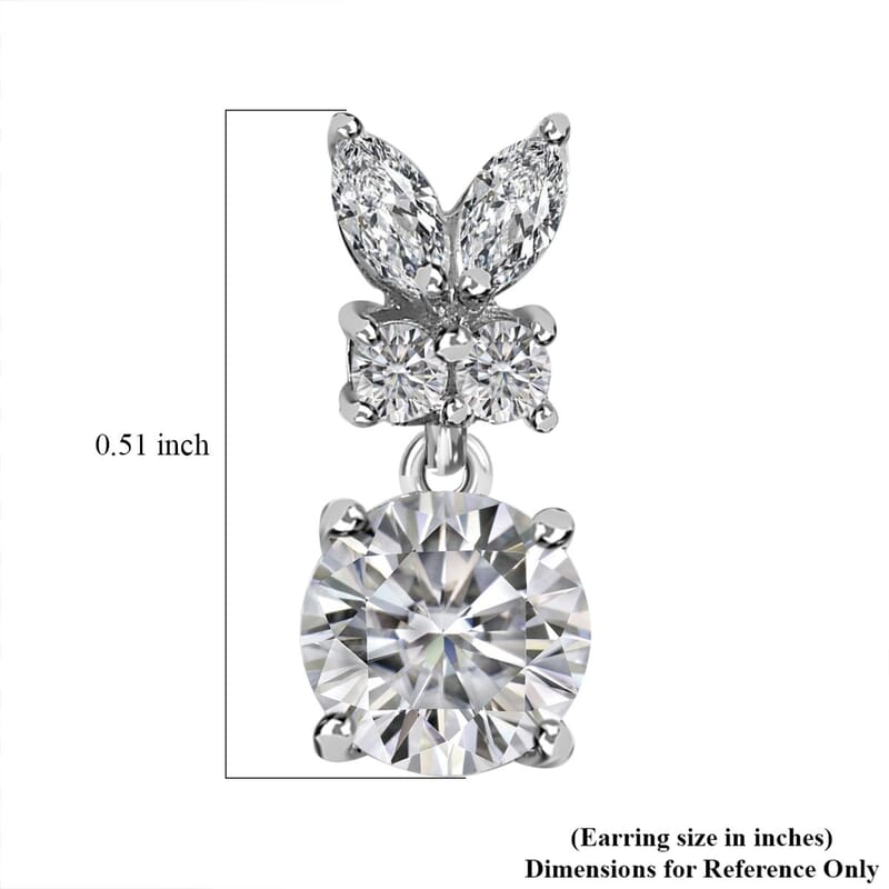 Moissanite Earring in Platinum Over Sterling Silver 2.00 ctw