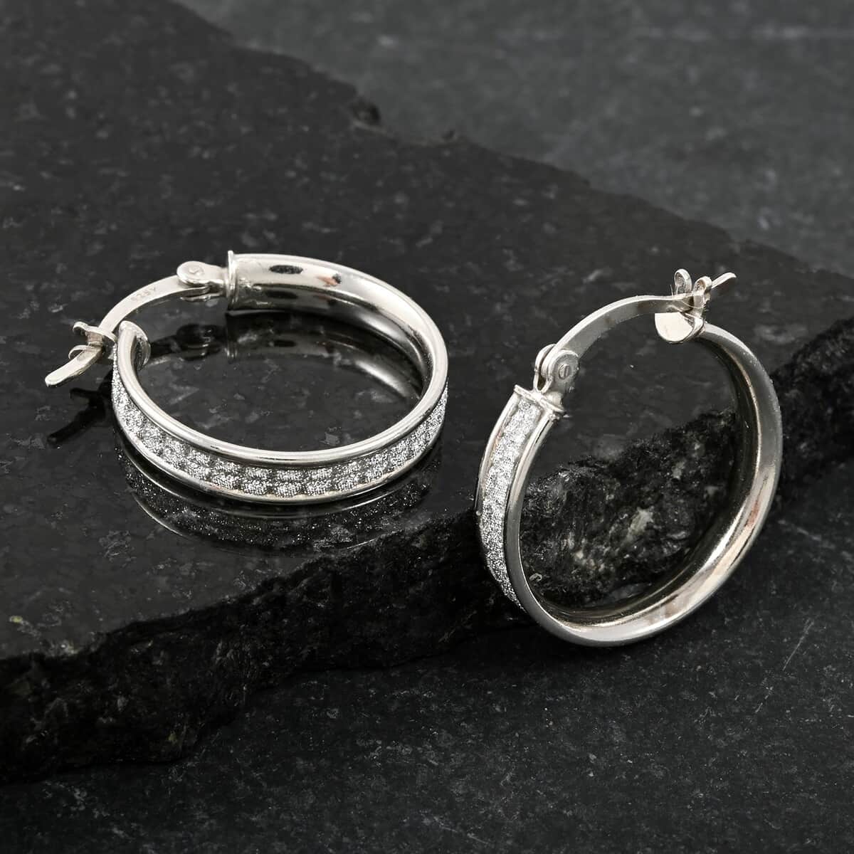 Sterling Silver Hoop Earrings 2.30 Grams image number 1