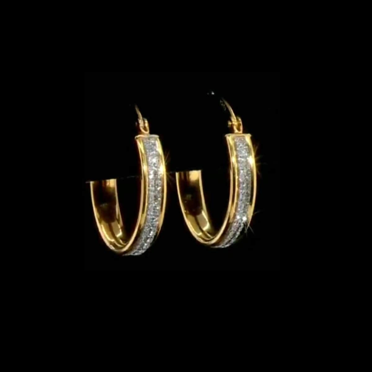 14K Yellow Gold Over Sterling Silver Hoop Earrings 2.35 Grams image number 1