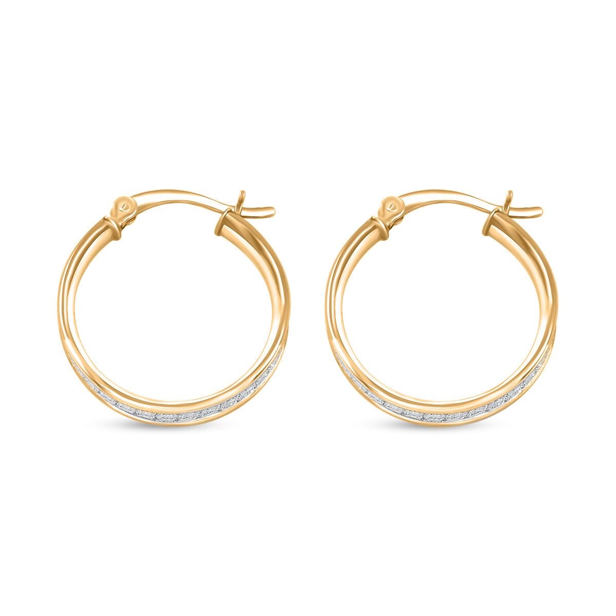 14K Yellow Gold Over Sterling Silver Hoop Earrings 2.35 Grams image number 3