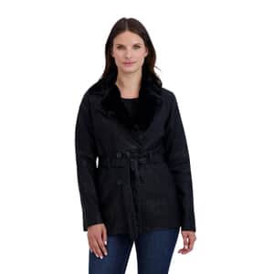Baccini Black Faux Leather and Fur Jacket - S
