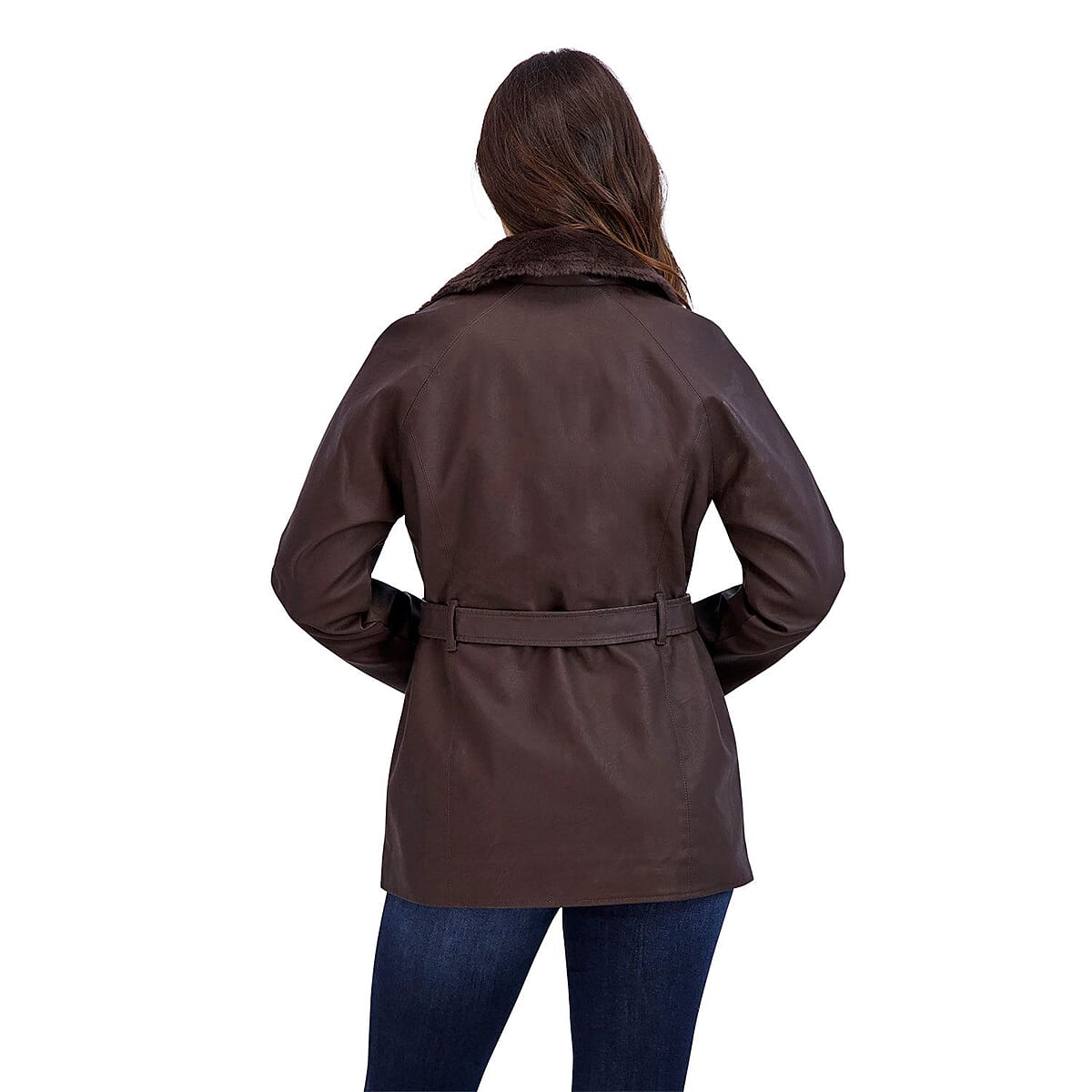 Baccini Coffee Bean Faux Leather and Fur Jacket - 3X image number 1