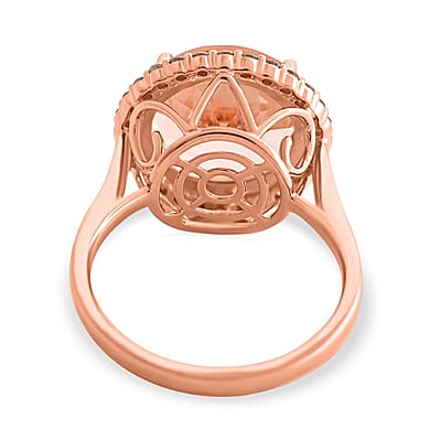 Certified & Appraised Luxoro 14K Rose Gold AAA Marropino Morganite and G-H I2 Diamond Ring (Size 10.0) 7.50 ctw
