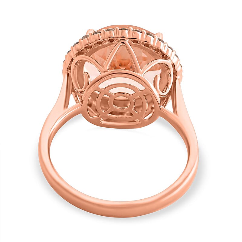 Certified & Appraised Luxoro 14K Rose Gold AAA Marropino Morganite and G-H I2 Diamond Ring (Size 10.0) 7.50 ctw