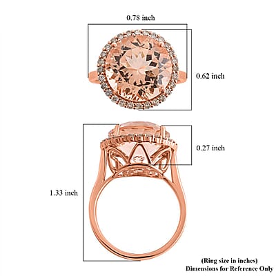 Certified & Appraised Luxoro 14K Rose Gold AAA Marropino Morganite and G-H I2 Diamond Ring (Size 10.0) 7.50 ctw