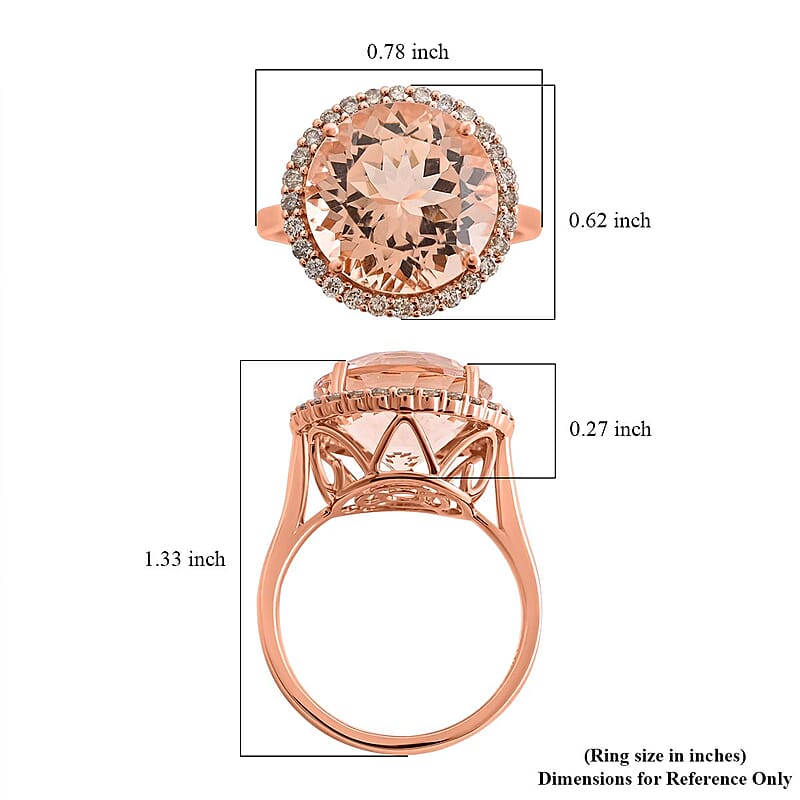 Certified & Appraised Luxoro 14K Rose Gold AAA Marropino Morganite and G-H I2 Diamond Ring (Size 10.0) 7.50 ctw
