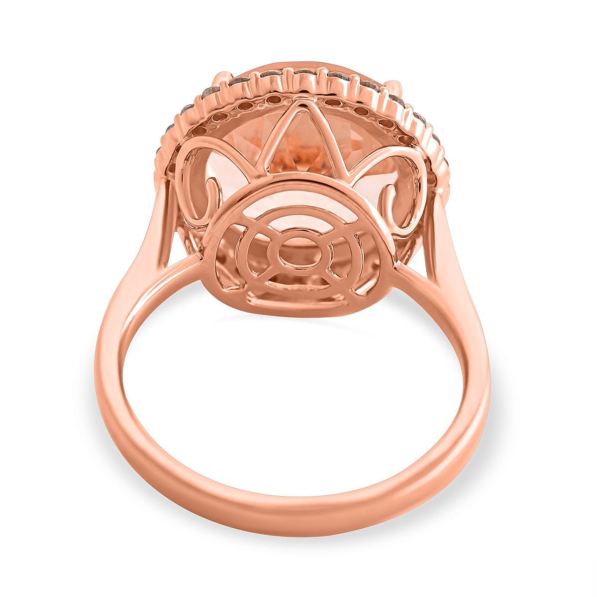 Certified & Appraised Luxoro 14K Rose Gold AAA Marropino Morganite and G-H I2 Diamond Ring (Size 7.0) 7.50 ctw
