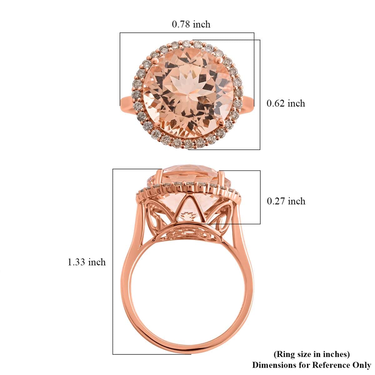 Certified & Appraised Luxoro 14K Rose Gold AAA Marropino Morganite and G-H I2 Diamond Ring (Size 8.0) 7.50 ctw image number 5