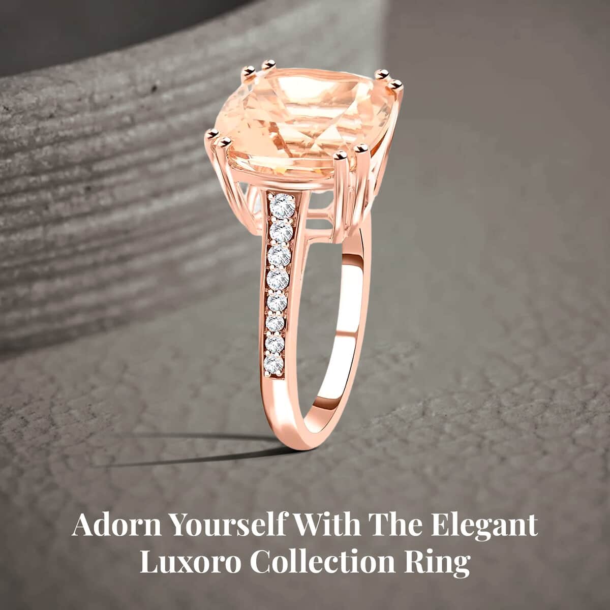 Certified & Appraised Luxoro AAA Marropino Morganite and G-H I2 Diamond 5.10 ctw Ring in 14K Rose Gold (Size 6.0) image number 2