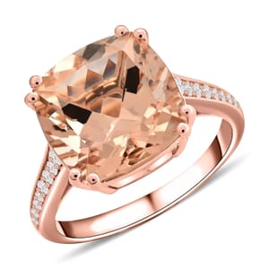 Certified & Appraised Luxoro AAA Marropino Morganite and G-H I2 Diamond 5.10 ctw Ring in 14K Rose Gold (Size 6.5)