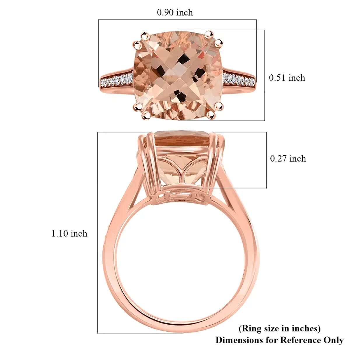 Certified & Appraised Luxoro AAA Marropino Morganite and G-H I2 Diamond 5.10 ctw Ring in 14K Rose Gold (Size 6.5) image number 6
