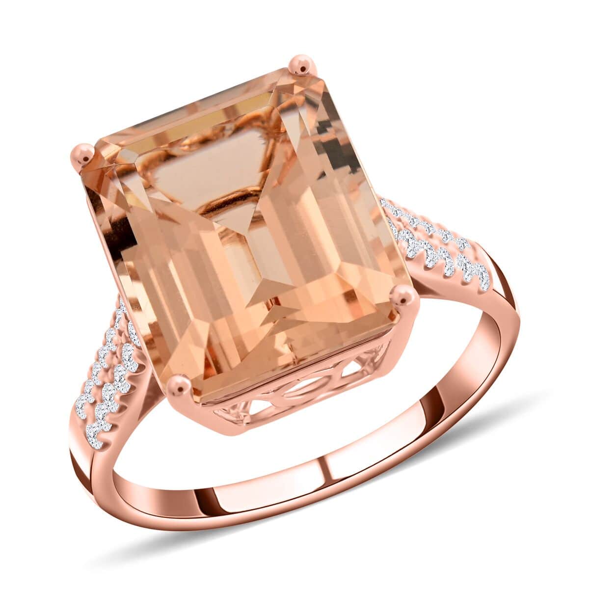 Certified & Appraised Iliana 18K Rose Gold AAA Marropino Morganite and G-H SI Diamond Ring (Size 10.0) 4.40 Grams 7.20 ctw image number 0